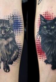 팔 컬러 현실적인 고양이 문신 사진