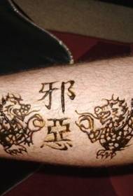 Chinese characters and dragon Chinese style tattoo pattern