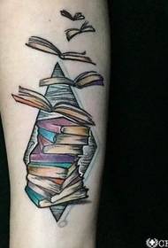 arm color flying book tattoo pattern