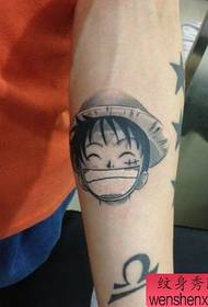 Arm Cartoon One Piece Luffy Head Tattoo Pattern