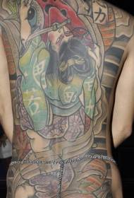 Japoniškos tematikos viso kūno spalvos tatuiruotės modelis