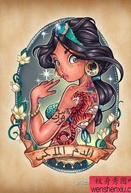 usa ka popular nga cute nga Aladdin magic lampara nga diyosa nga tattoo sa prinsesa