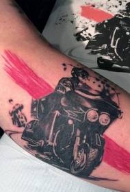 Patrón de tatuaje de motocicleta estilo brazo de la vieja escuela