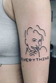 meisje arm op zwarte lijn creatief abstract meisje portret tattoo foto