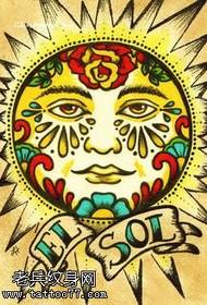 manuscript classic painted sun totem tattoo pattern