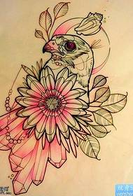 rukopis vták kvetina tetovanie vzor