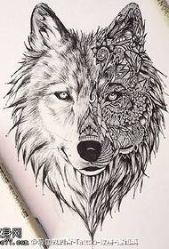 Klassiek Wolf Totem Manuscript Tattoo patroon