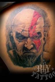 leg color barbarian portrait tattoo