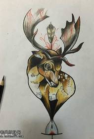 manuscript deer tattoo pattern