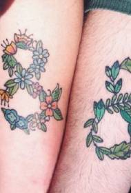 Ûneinich symboal tatoetmuster fan plantblomkombinaasje