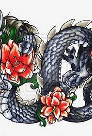 padrão de tatuagem de dragão de cor manuscrito