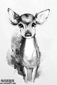 Manoscritto Black Grey Deer Tattoo Pattern