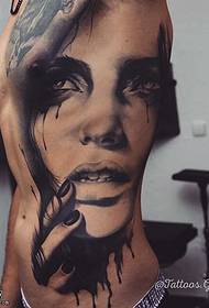 chest side realistic portrait tattoo pattern