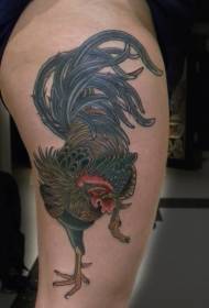 Thigh Exquisite Colorful Cock Tattoo Pattern