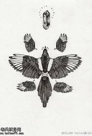 Classic Raven Wings Diamond Tattoo Pattern