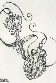 Manuscript Key Heart Lock Tattoo Pattern