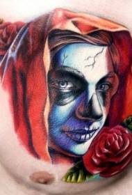 chest color dead holy portrait tattoo pattern