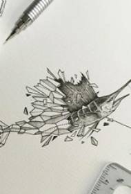swartgrys skets kreatiewe geometriese element kreeft tattoo manuskrip