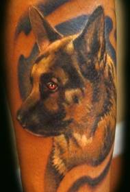 हाथ का रंग यथार्थवादी भेड़िया कुत्ता पोर्ट्रेट टैटू चित्र