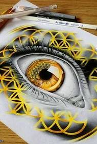 Patrón de tatuaje de ojo amarillo manuscrito