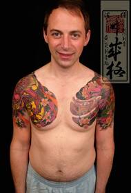 Japanese Huang Yan tattoo works appreciation: double half tattoo image tattoo
