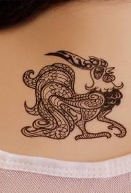 Roztomilý linie kohout tetování vzor