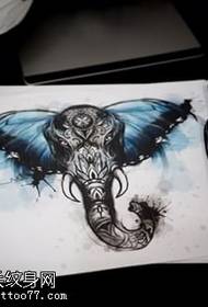 watercolor elephant nose ivory tattoo pattern
