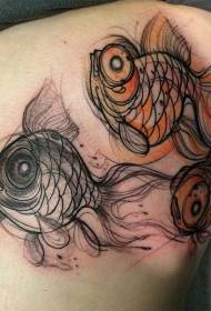 beautiful sketch color fish tattoo pattern