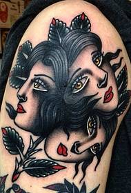 several beautiful color beauty portrait tattoo