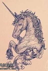 Akwụkwọ Maniccript Unicorn Head Tattoo Pattern