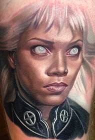 X motyw męski motyw burzy kolorowej kobiety portret tatuaż wzór