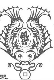 manuscript Fu double Squid tattoo pattern