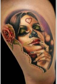 sleeping beautiful death girl tattoo pattern  174191 - side ribs beautiful car black gray tattoo pattern