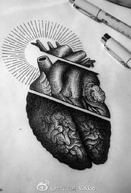 manuscript brain heart tattoo pattern