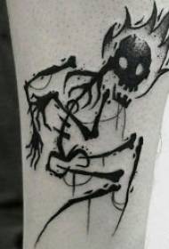 एक बहुत ही रचनात्मक कलात्मक टैटू पैटर्न के साथ काले और ग्रे टोन के सेट के साथ कला टैटू डिजाइन