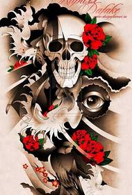 a European and American skull rose tattoo pattern
