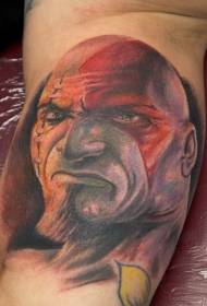 Modèle de tatouage maléfique de portrait barbare à l'intérieur du bras