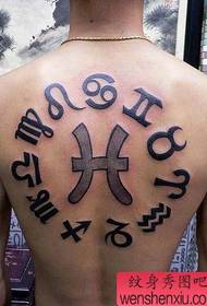 súhvezdí tetovanie vzor: späť dvanásť súhvezdí totem vzor