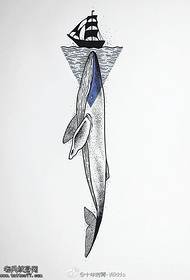 manuscript geometric elements sail shark tattoo pattern