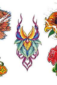 꽃 문신 패턴 : 장미 해바라기 꽃 문신 패턴 사진