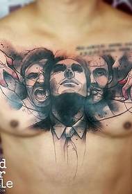 portrait tattoo pattern on the chest