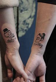 hand-in-hand white-headed old couple tattoo picture