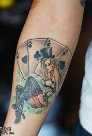 arm playing card girl tattoo pattern