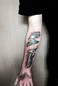 arm wild full 3d mechanical tattoo pattern