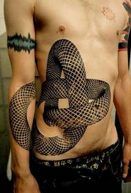 men's abdomen python tattoo