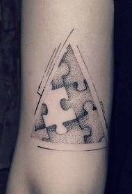 arm point black gray geometric jigsaw tattoo tattoo