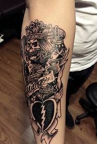 personality full arm black and white totem tattoo picture