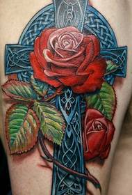 ruka križ ruža tetovaža uzorak 16067 - Ruka Ruž križ Tattoo Uzorak