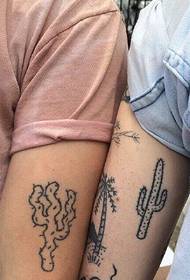 funny couple cactus tattoo on the arm