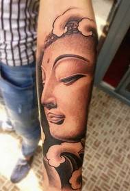 arm black and white Buddha tattoo picture domineering